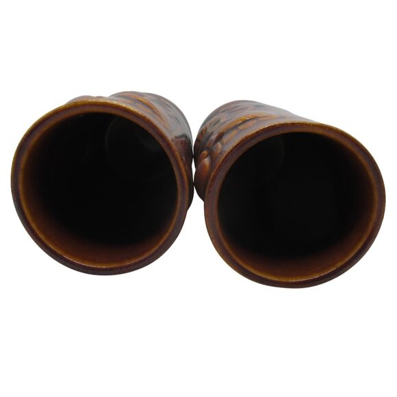 Libbey Tiki Mug Cup Brown Gold Hawaiian Beach Cocktail Bar Vintage SET OF 2 - Picture 5 of 6